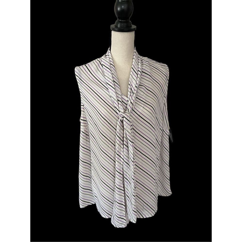 BAR III Women's Striped Tie-Neck Top - Picture 3 of 6